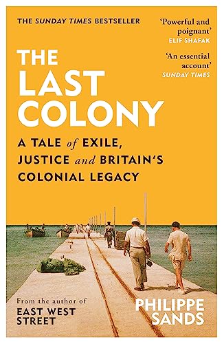Book cover: yellow background, people walking on a pier towards the sea.