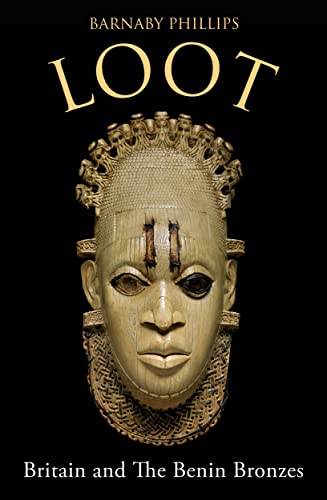 Book cover featuring an ivory Benin mask against a black background with gold text.