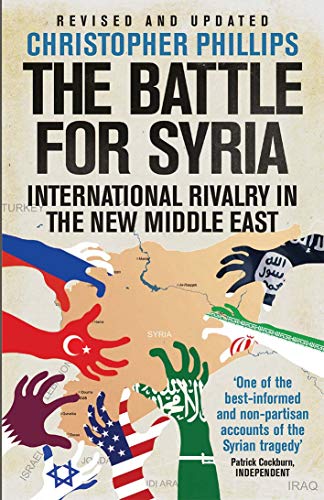 Book cover: “The Battle for Syria” with map and hand imagery.