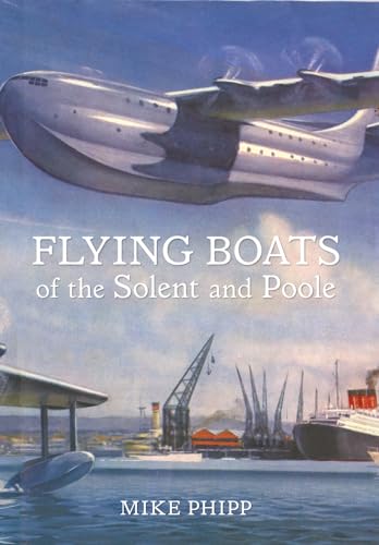 Book cover depicting a silver flying boat over a coastal town.