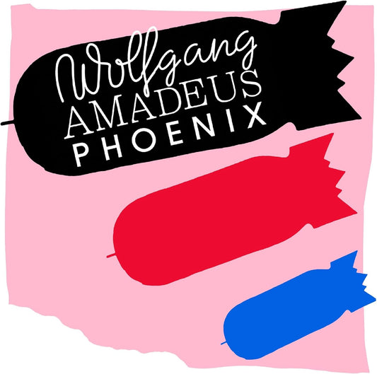 Album cover for Wolfgang Amadeus Phoenix, featuring red and blue shapes.
