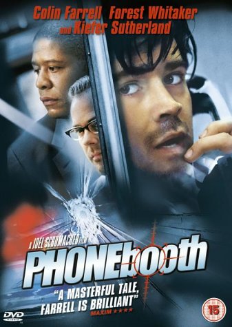 DVD cover for "Phone Booth" featuring Colin Farrell and shattered glass.
