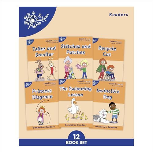 Six Phonic Books Dandelion Readers Level 5 books with illustrated covers.