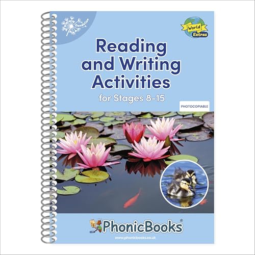 Spiral-bound Phonic Books activity book with water lilies and a duckling.