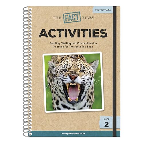 Spiral-bound phonics activity book with a leopard image on the cover.