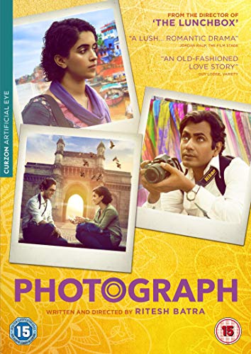 DVD cover for “Photograph” featuring two people and Mumbai’s Gateway of India.