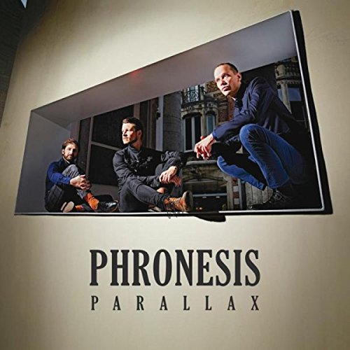 CD album cover with three men sitting on steps, titled "Phronesis - Parallax".