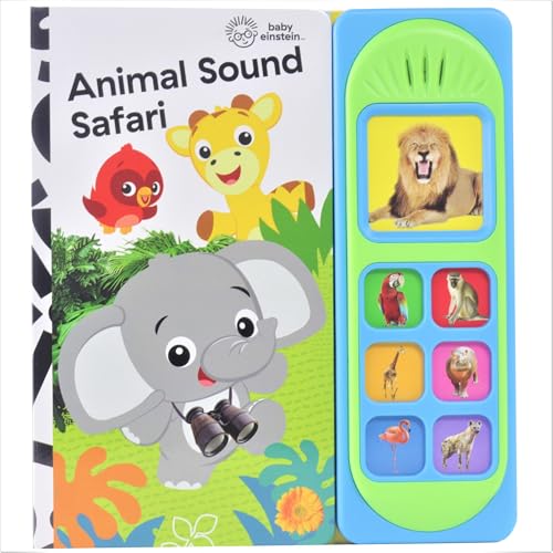 Baby Einstein sound book with animal illustrations and interactive buttons.
