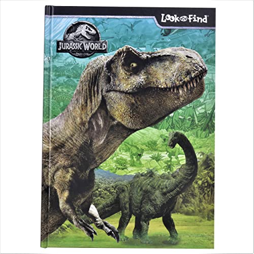 Jurassic World Look and Find book cover with a T-Rex and Brachiosaurus.
