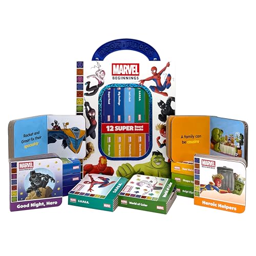 Marvel Beginnings: boxed set of twelve colorful board books for young children.