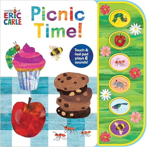 World of Eric Carle Picnic Time sound book with illustrations of food and insects.