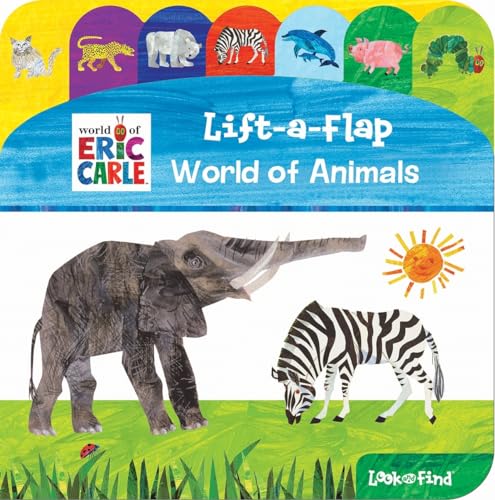 Children’s book cover featuring an elephant, zebra, and colorful animal silhouettes.