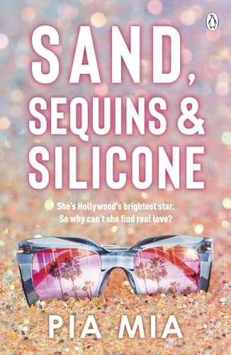Book cover with pink sunglasses reflecting a palm tree lined beach.