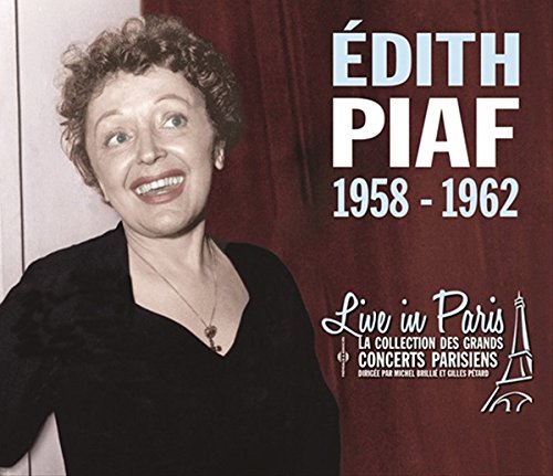 Edith Piaf portrait on a two-CD album cover, 1958-1962 Paris concerts.