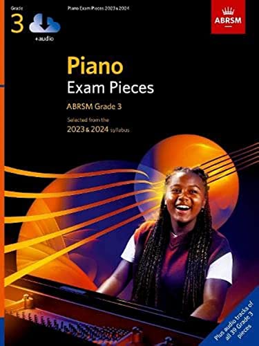 ABRSM Grade 3 Piano Exam Pieces book cover with a pianist.