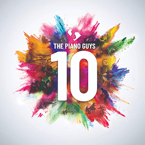 CD cover for The Piano Guys’ “10” album with colorful paint splash.