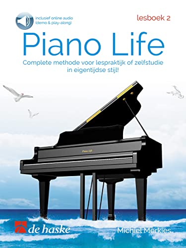 Piano Life Lesboek 2 cover featuring a grand piano standing in the ocean.