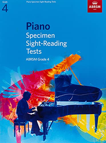 ABRSM Grade 4 piano sight-reading test book with pianist silhouette.
