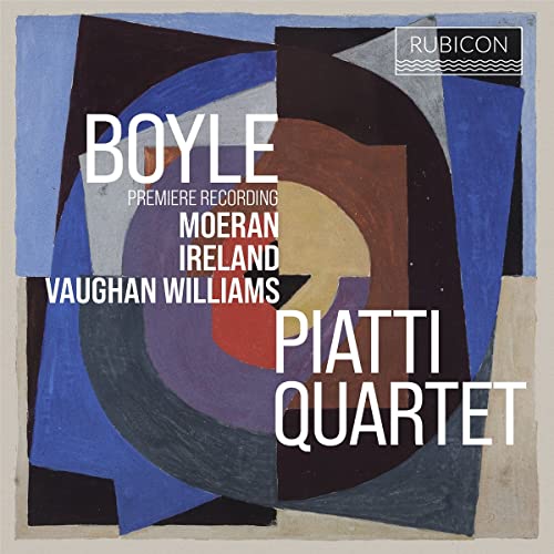 CD cover with abstract geometric shapes and text listing composers and Piatti Quartet.
