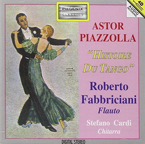 CD cover: Piazzolla’s “Histoire du Tango” with dancers in evening wear.