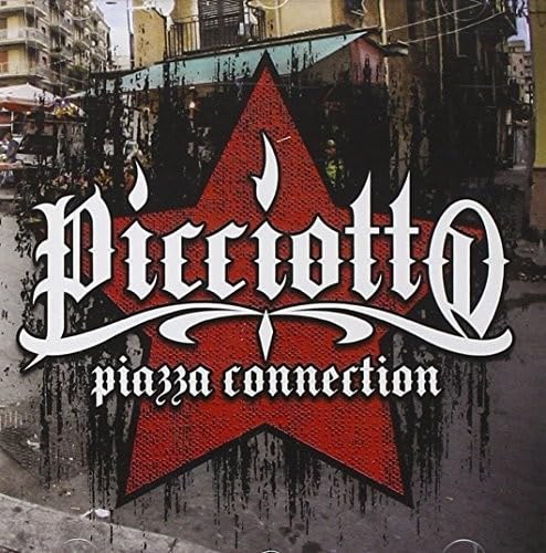CD cover for Picciotto’s “Piazza Connection” with a red star and street scene.