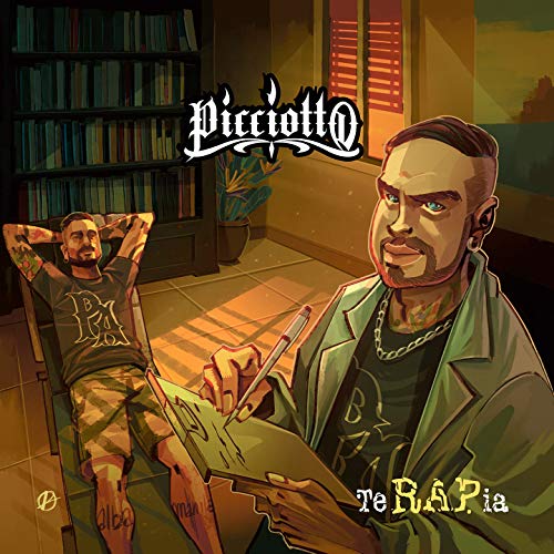 Album cover for “Terapia” by Picciotto, featuring an illustrated man with tattoos.