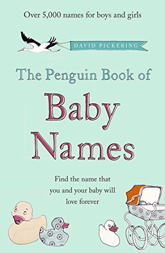 Book cover with title "The Penguin Book of Baby Names" and baby imagery.
