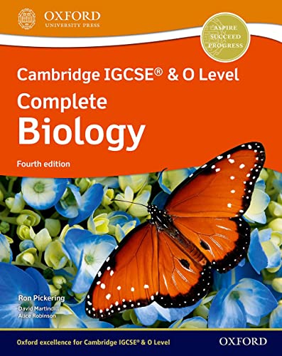 Textbook cover titled Cambridge IGCSE & O Level Complete Biology with an orange butterfly image.