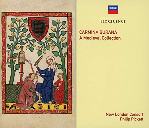"CD cover with medieval illustration and text on a yellow background."