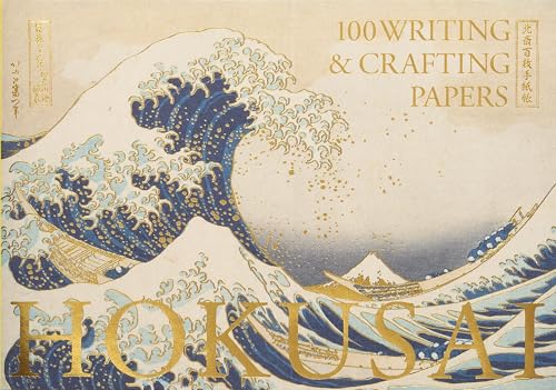Hokusai’s “The Great Wave” art paper set with gold lettering.