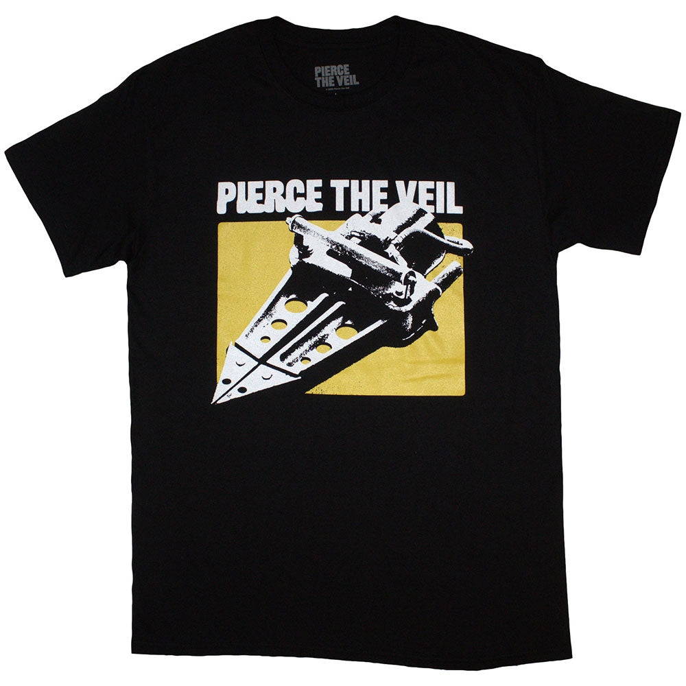 Black t-shirt with "Pierce The Veil" and shark jaw graphic, size medium.