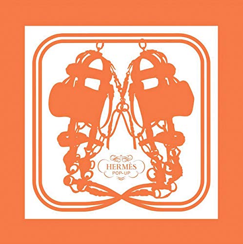 Orange book cover featuring a white illustration of horse harnesses and Hermès logo.