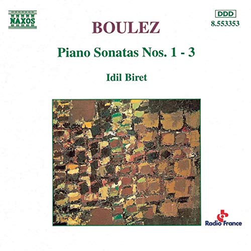 CD cover for Pierre Boulez’s Piano Sonatas Nos. 1-3, abstract art.