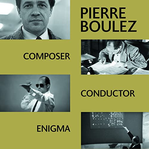 CD cover for Pierre Boulez, featuring four black and white images of the composer.