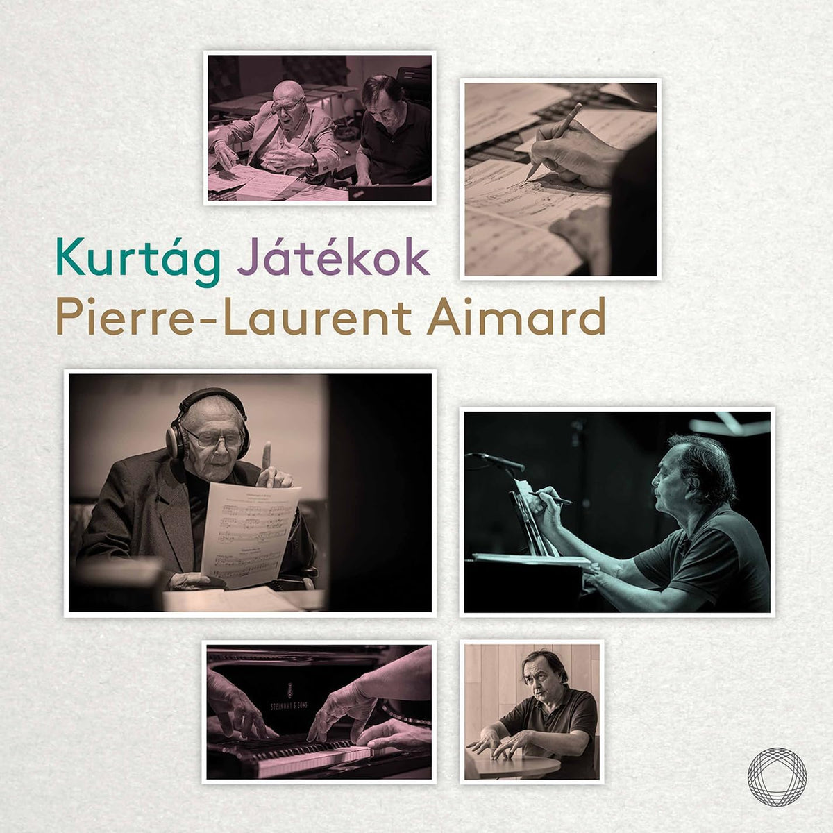 CD cover featuring pianist Pierre-Laurent Aimard and composer György Kurtág.