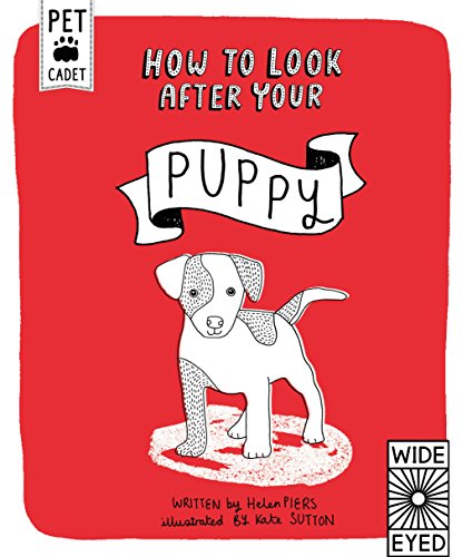 Red book cover with illustrated puppy and “How to Look After Your Puppy” title.