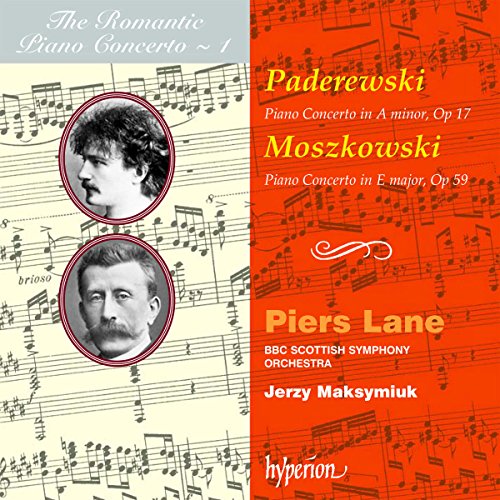 CD cover with composers' portraits, musical notes, and text in red and beige.