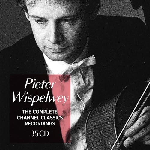 Pieter Wispelwey album cover featuring cellist in suit with red accent.