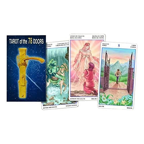 Four tarot cards from "TAROT OF THE 78 DOORS" displayed on white.