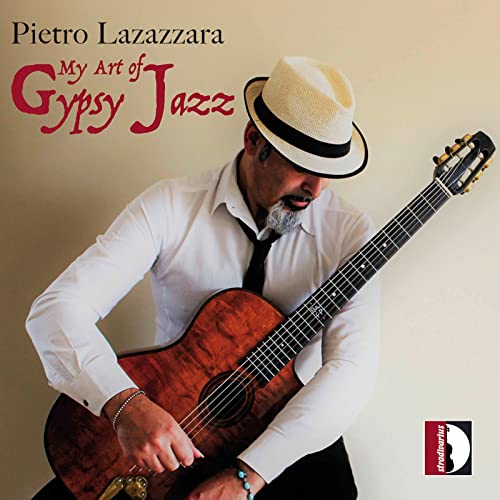 Man with guitar and hat, album cover for Pietro Lazazzara’s Gypsy Jazz.