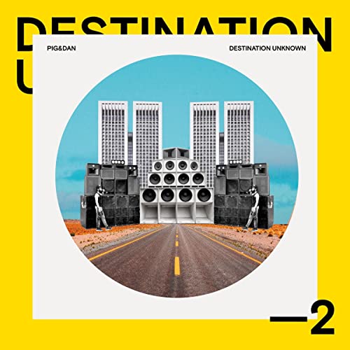 CD cover for Pig&Dan’s “Destination Unknown 2” featuring a surreal landscape.
