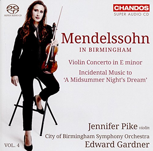 CD cover featuring violinist Jennifer Pike with violin and text "Mendelssohn".