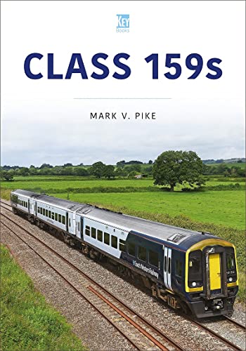 Book cover featuring a silver and blue Class 159 train on tracks.