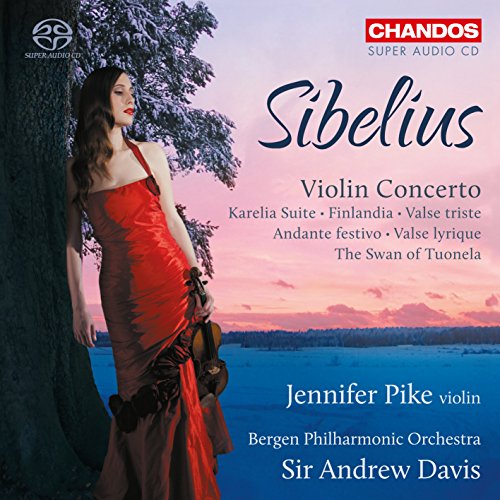CD cover featuring a violinist, Jennifer Pike, and a sunset landscape.