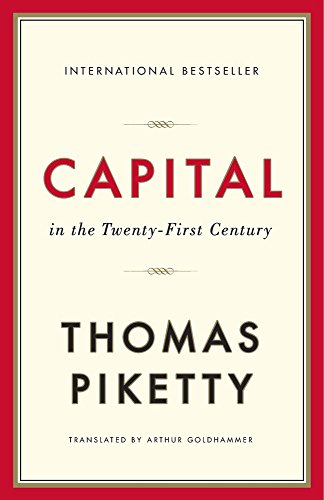 Book cover for Capital in the Twenty-First Century by Thomas Piketty with red border.