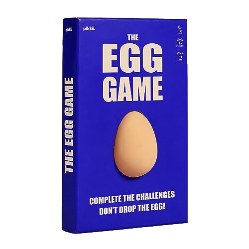 Blue game box with a large beige egg illustration on the front.