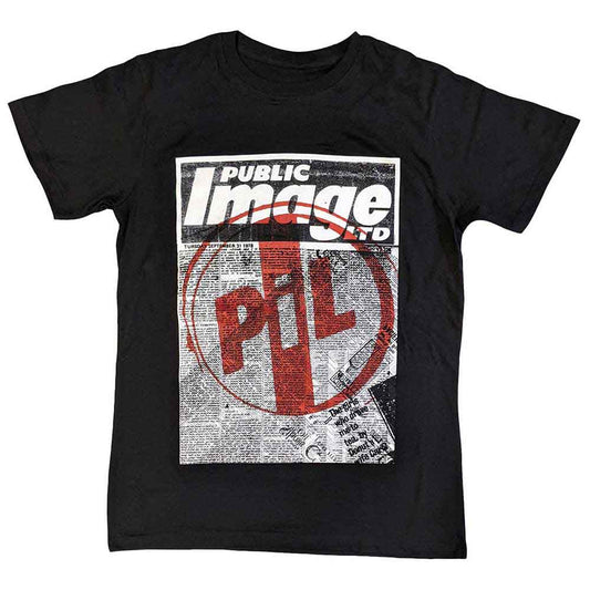 Black unisex t-shirt featuring PIL band poster artwork, size XX-Large.