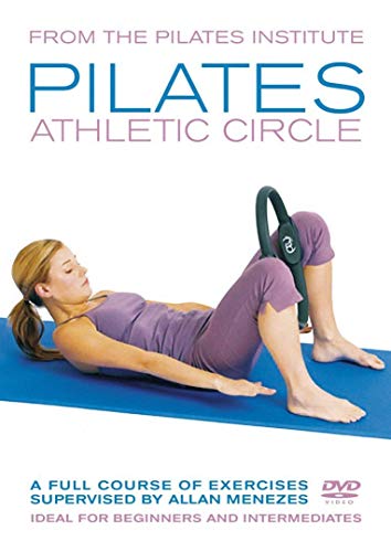 Pilates DVD cover featuring a woman using an athletic circle on a mat.