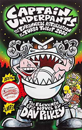 Captain Underpants book cover featuring a menacing toilet and characters.