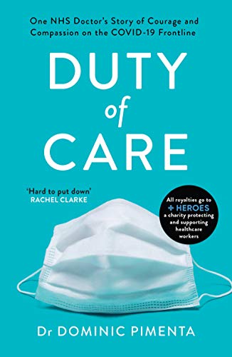 Book cover: “Duty of Care” with a surgical mask image.